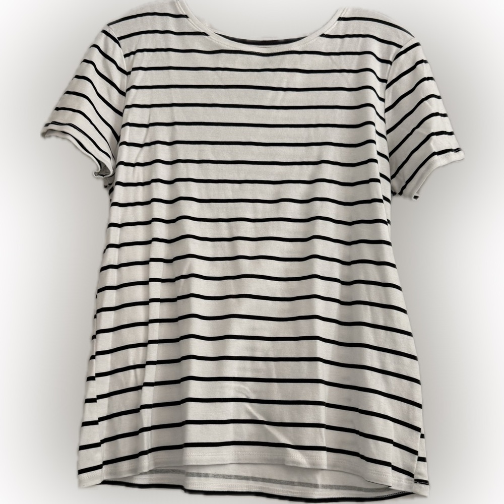 croft & barrow Black and White Striped Short Sleeve Tee